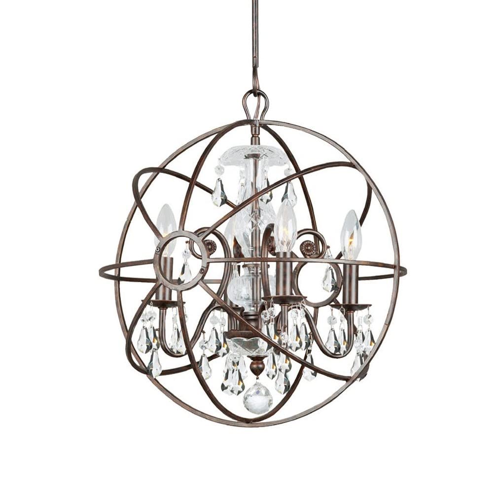 Crystorama Solaris 4-Light Mini Chandelier in Golden Shadow & Silver - Crystal Ceiling Light Fixture for Dining Room, Bedroom, or Entryway