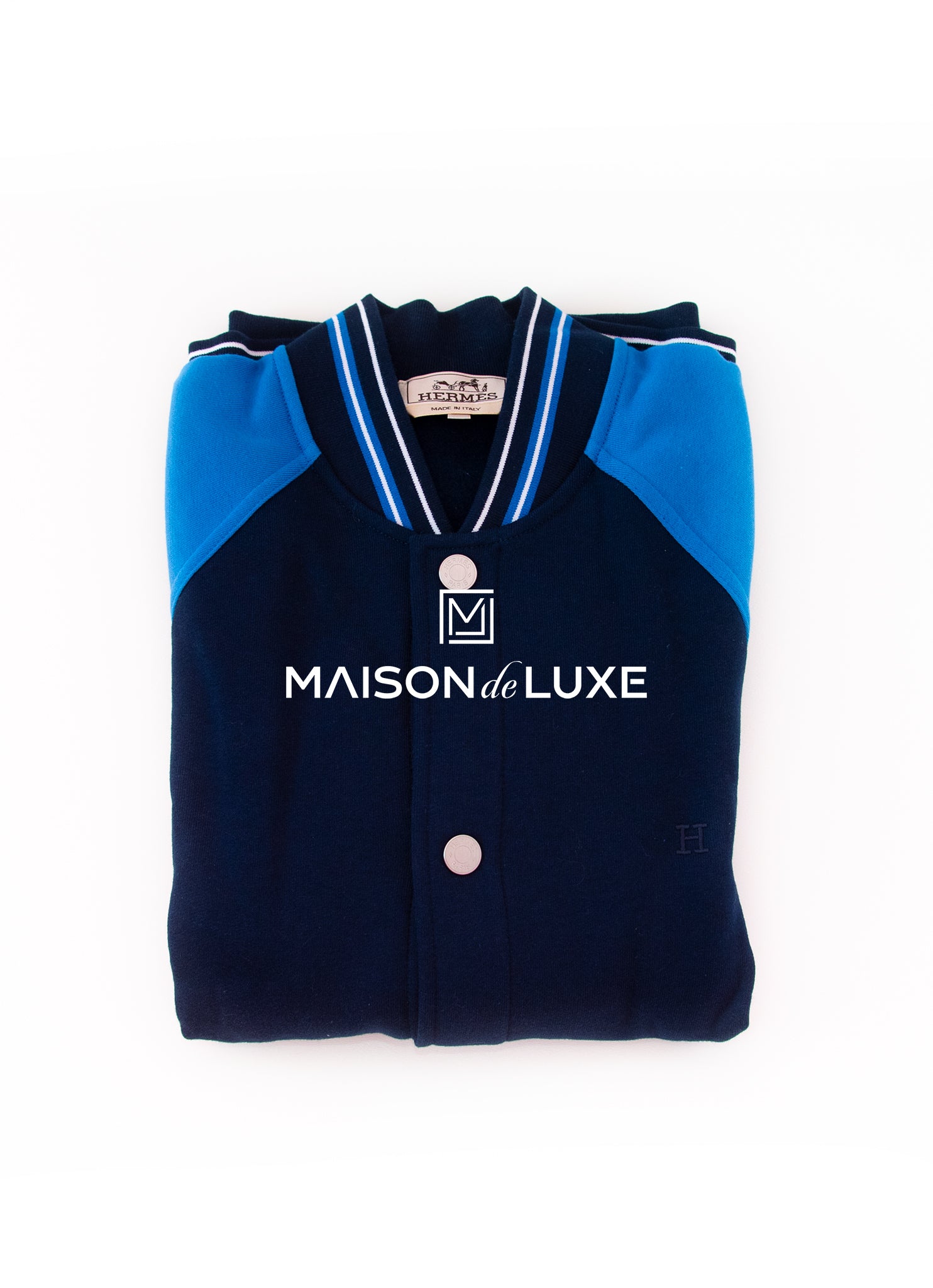Hermes Men's Blue Teddy Varsity Jacket - Premium Cotton Bomber Jacket for Men | Casual Wear, Street Style & Fall Fashion Outerwear