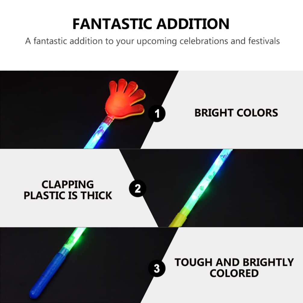 BESPORTBLE 5Pcs Light Up Plastic Hand Clappers - Noise Makers for Parties, Birthday Celebrations, Christmas Favors & Sporting Events - Fun Glow in the Dark Cheering Accessories for Festivals, Concerts and School Events