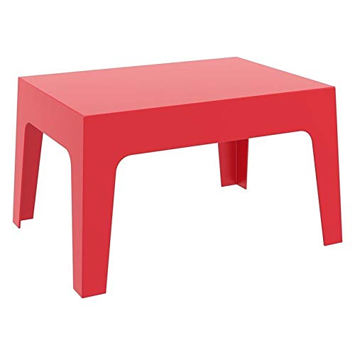 Pemberly Row Modern Outdoor Resin Coffee Table - Red Weather-Resistant Patio Furniture for Garden, Poolside & Backyard Decor