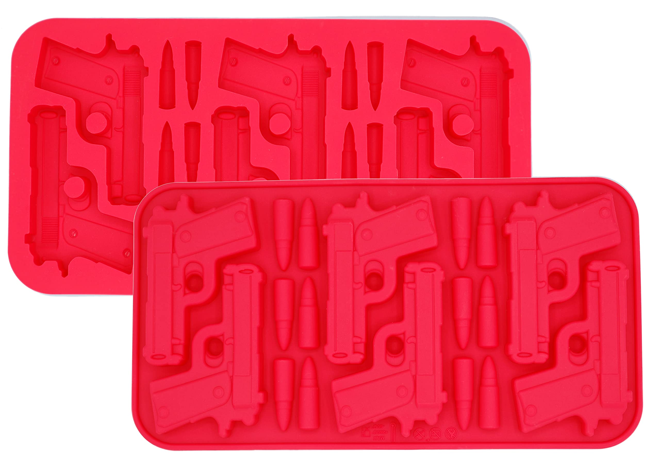 Pistol-Shaped Bullet Gun Silicone Mold for Chocolate, Candy, Fondant Cake Decorating - Epoxy Clay & Sugar Craft Tool (Red) | Perfect for Halloween, Cosplay, and Themed Party Desserts
