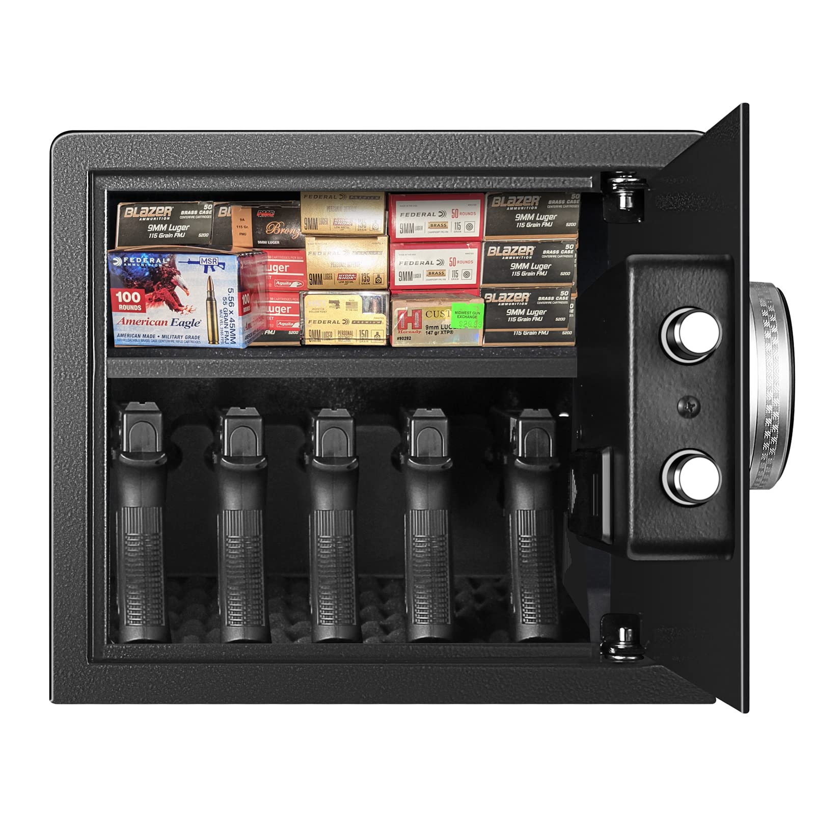 Biometric Fingerprint Safe Box for Home & Office - Secure Handgun, Jewelry, Cash & Valuables - 1.2 Cubic Feet Black Digital Lock Box - Ideal for Bedroom, Closet, Travel & Hotel Security