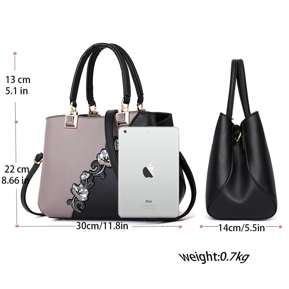 ELDA Embroidery Women's Top Handle Satchel Handbag - Elegant Crossbody Purse for Women | Perfect for Work, Travel & Special Occasions