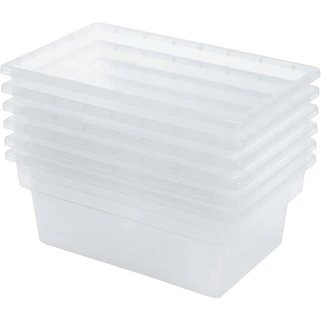 Really Good Stuff Single-Color Multi-Use Storage Bins Set of 6 - Durable Plastic Organizer Bins for Home, Office, Classroom & Kids Room Organization