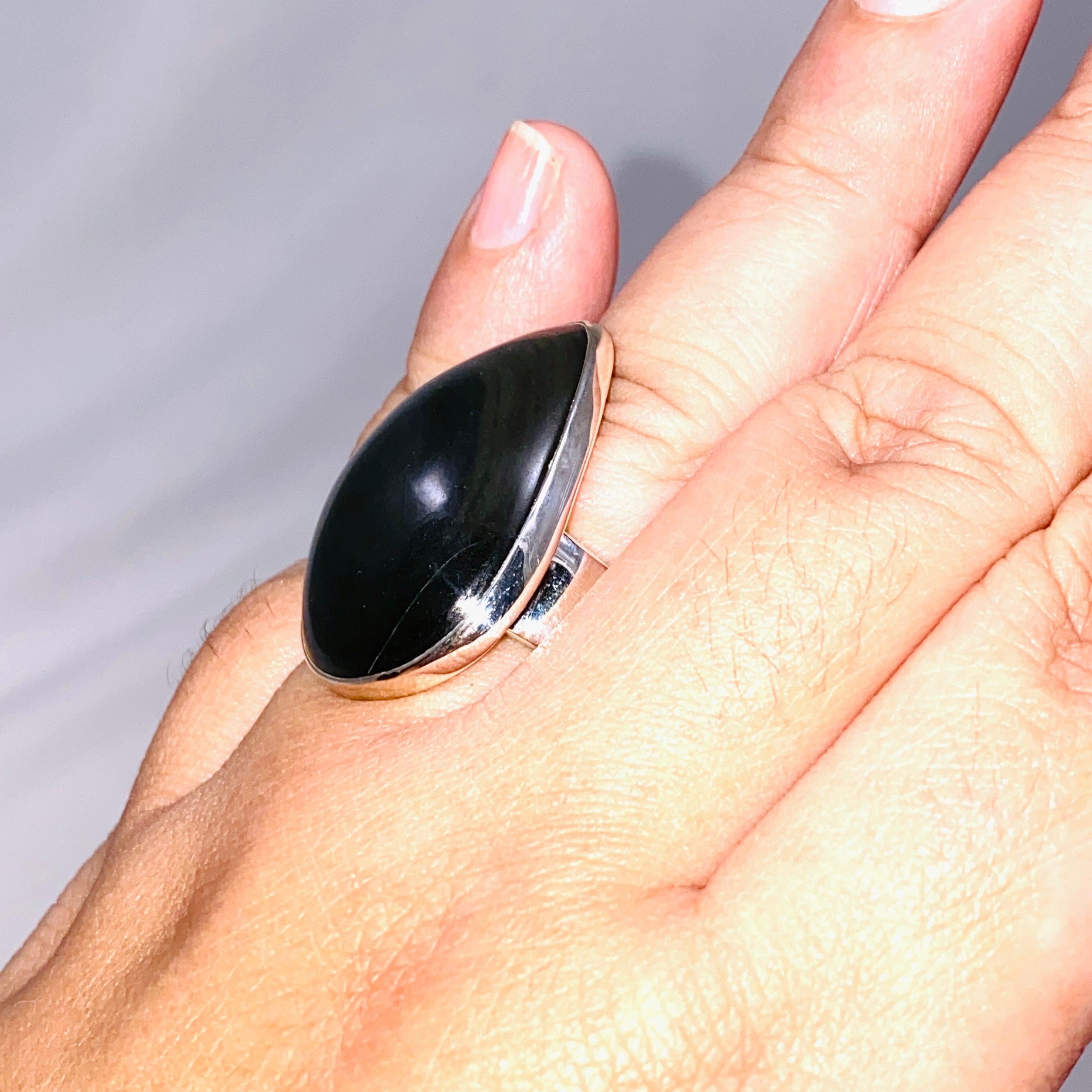 Rainbow Obsidian Freeform Ring - Size 11 - Handmade Sterling Silver Jewelry - KRGJ2812 - Perfect for Boho Fashion & Spiritual Healing