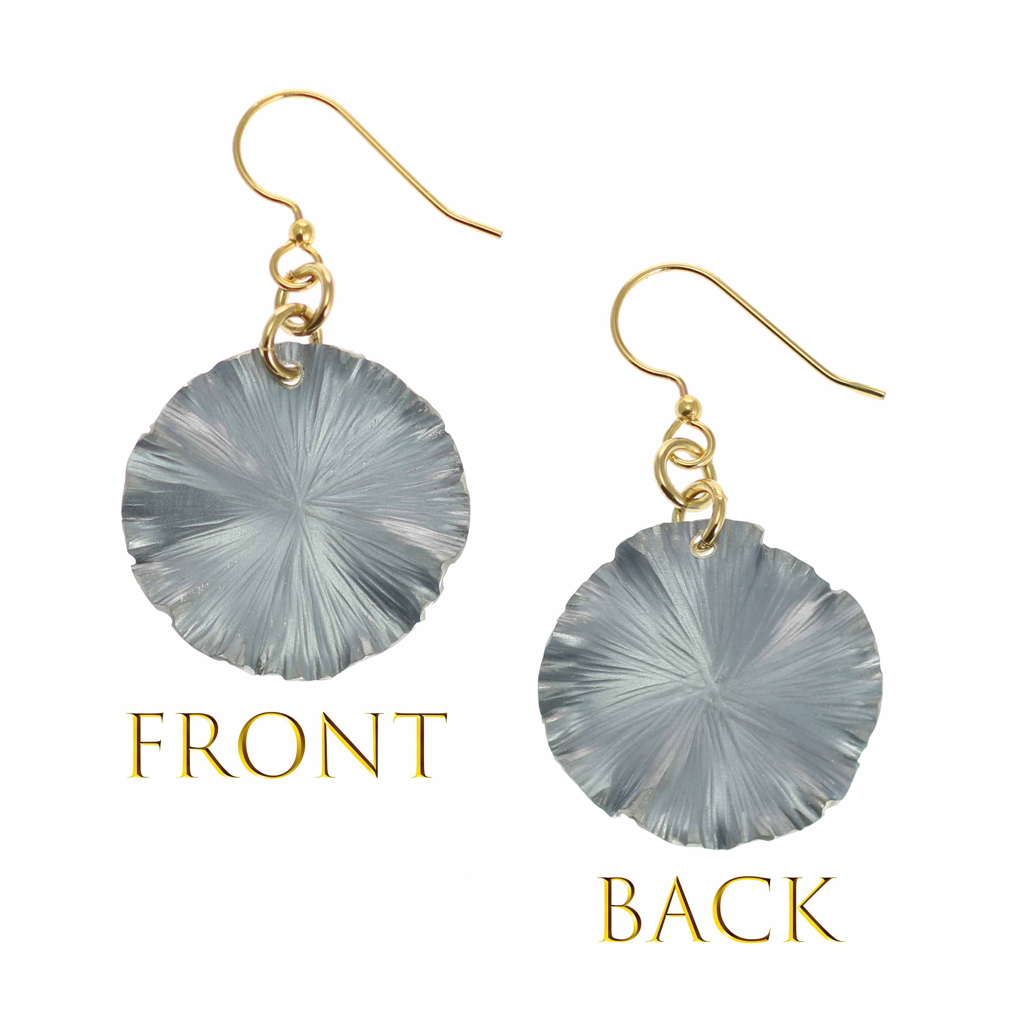 Small Lily Pad Anodized Aluminum Pewter Gray Leaf Earrings - Lightweight Dangle Earrings for Women, Nature-Inspired Jewelry for Everyday Wear & Special Occasions