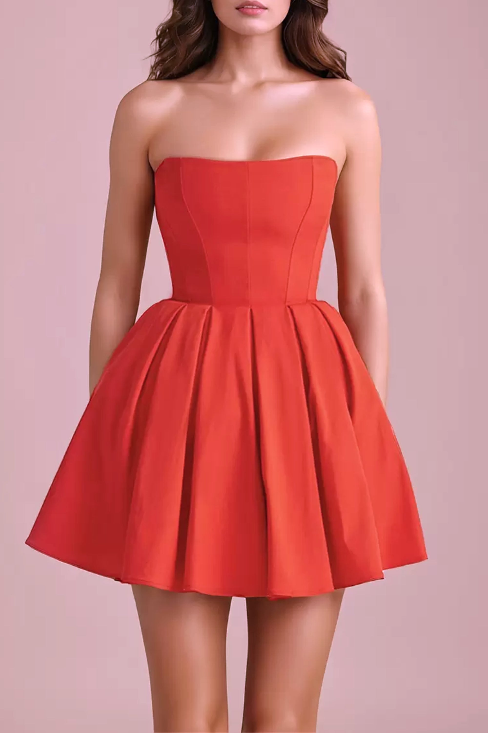 Italian Strapless Pleated Mini Dress - Elegant Summer Party & Cocktail Outfit for Women