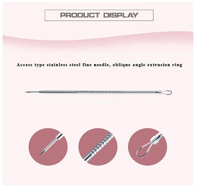 Professional Blackhead Remover Tool - Dual Head Stainless Steel Extractor for Pimples, Milia & Pus Removal (Round & Pointed Tips, Pack of 2) - Perfect for Facial Care & Acne Treatment at Home