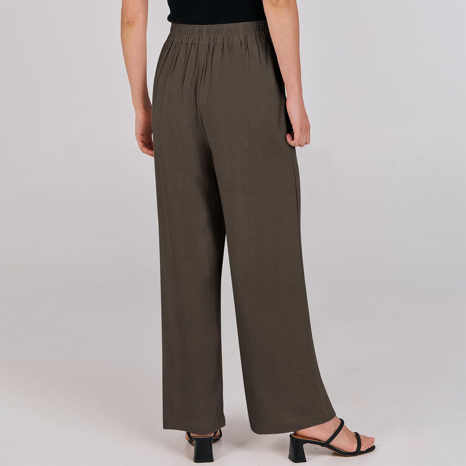 **Women's High Waisted Palazzo Pants - Comfortable Linen Wide Leg Trousers with Pockets for Work, Casual & Dressy Occasions | Office, Travel & Lounge Wear**
