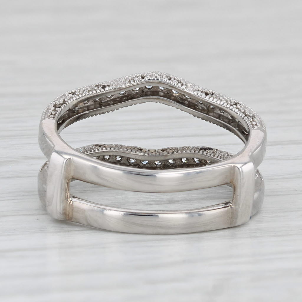 0.47ctw Diamond Ring Enhancer Guard - 14k White Gold Wedding Band Size 7.5 - Perfect for Bridal Stacking & Anniversary Gifts