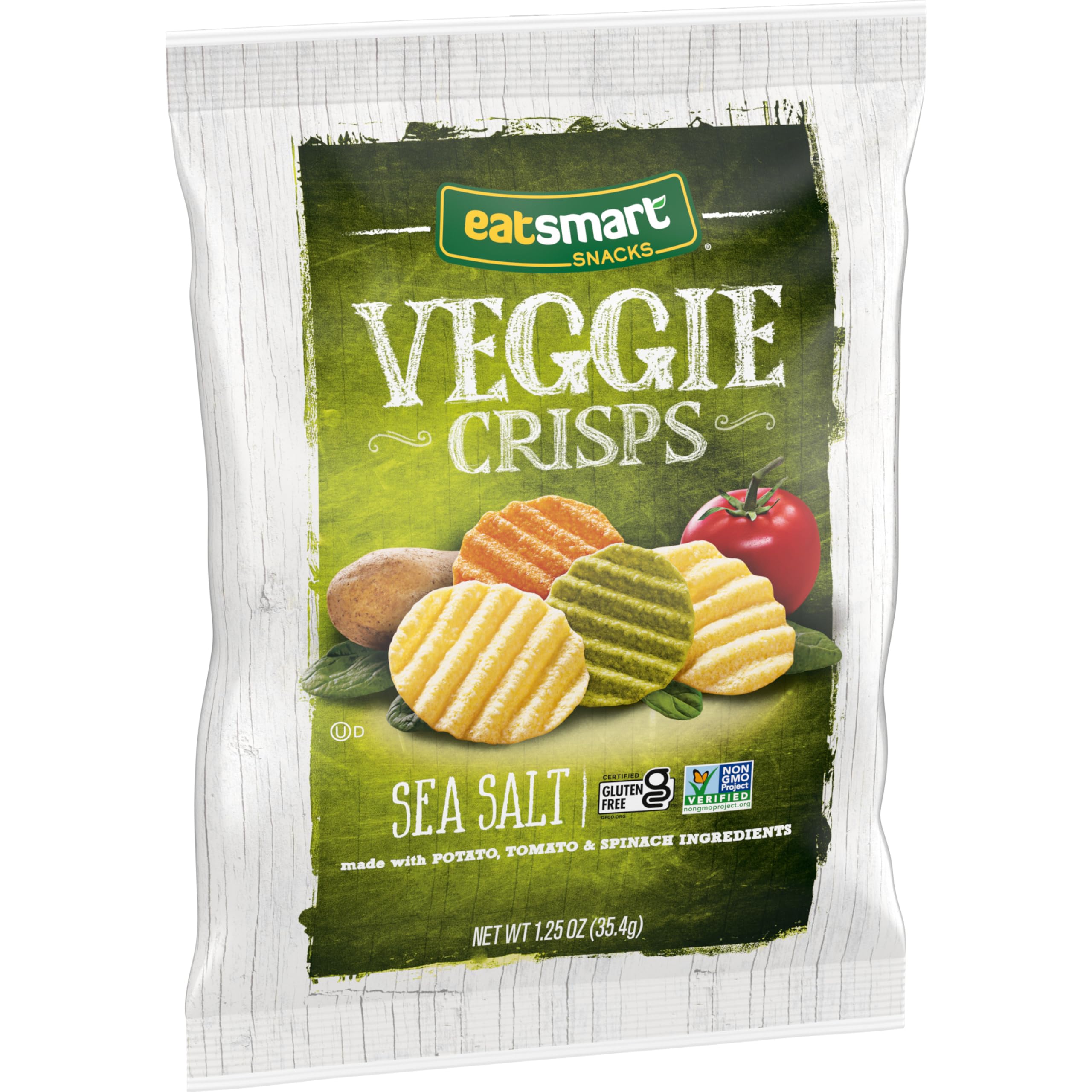 Eatsmart Sea Salt Veggie Crisps - Healthy Gluten Free Snacks - 1.25 Oz (8 Pack) - Perfect for Lunch Boxes, Office Snacking & Road Trips