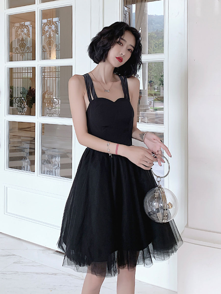 Elegant Black Backless Tulle Short Prom Dress for Homecoming, Party, and Special Occasions - Perfect for Dances, Graduation, and Formal Events