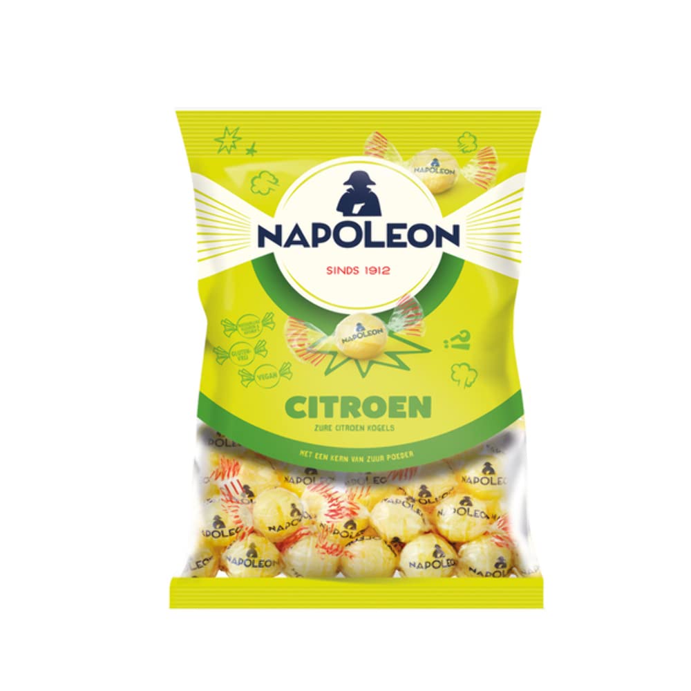 Napoleon Sour Candy Assorted Flavors - Pack of 12 (63oz/1800g) | Tangy Lemon & Mixed Fruit Flavored Hard Candies - Perfect for Parties, Movie Nights & Office Snacks