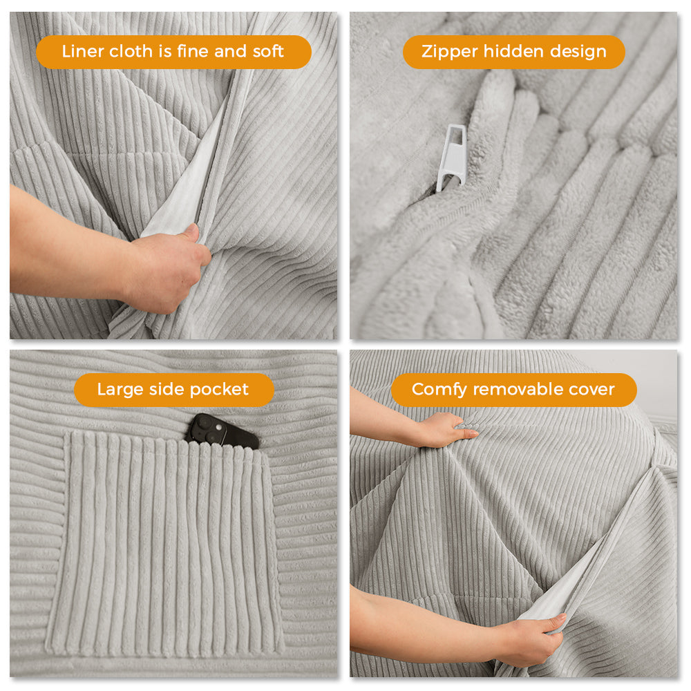 MAXYOYO Giant Bean Bag Bed - Corduroy Convertible Chair & Floor Mattress for Adults | Comfortable Lounge Chair & Guest Bed for Living Room, Bedroom & Dorm