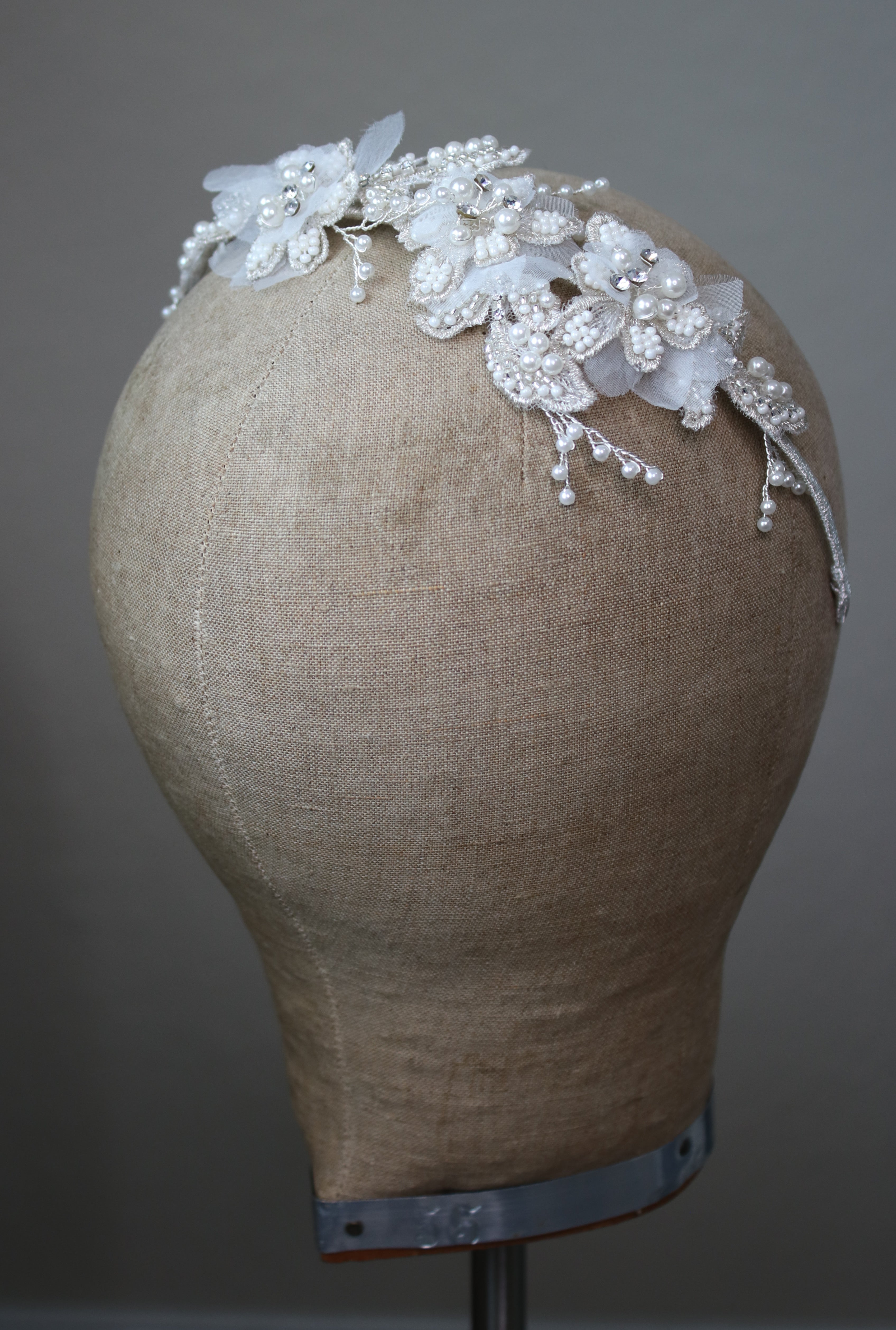 AMELIA Hand Beaded 3D Floral Wedding Headband - Elegant Bridal Hair Accessory for Brides, Bridesmaids & Flower Girls | Perfect for Weddings, Prom & Special Occasions