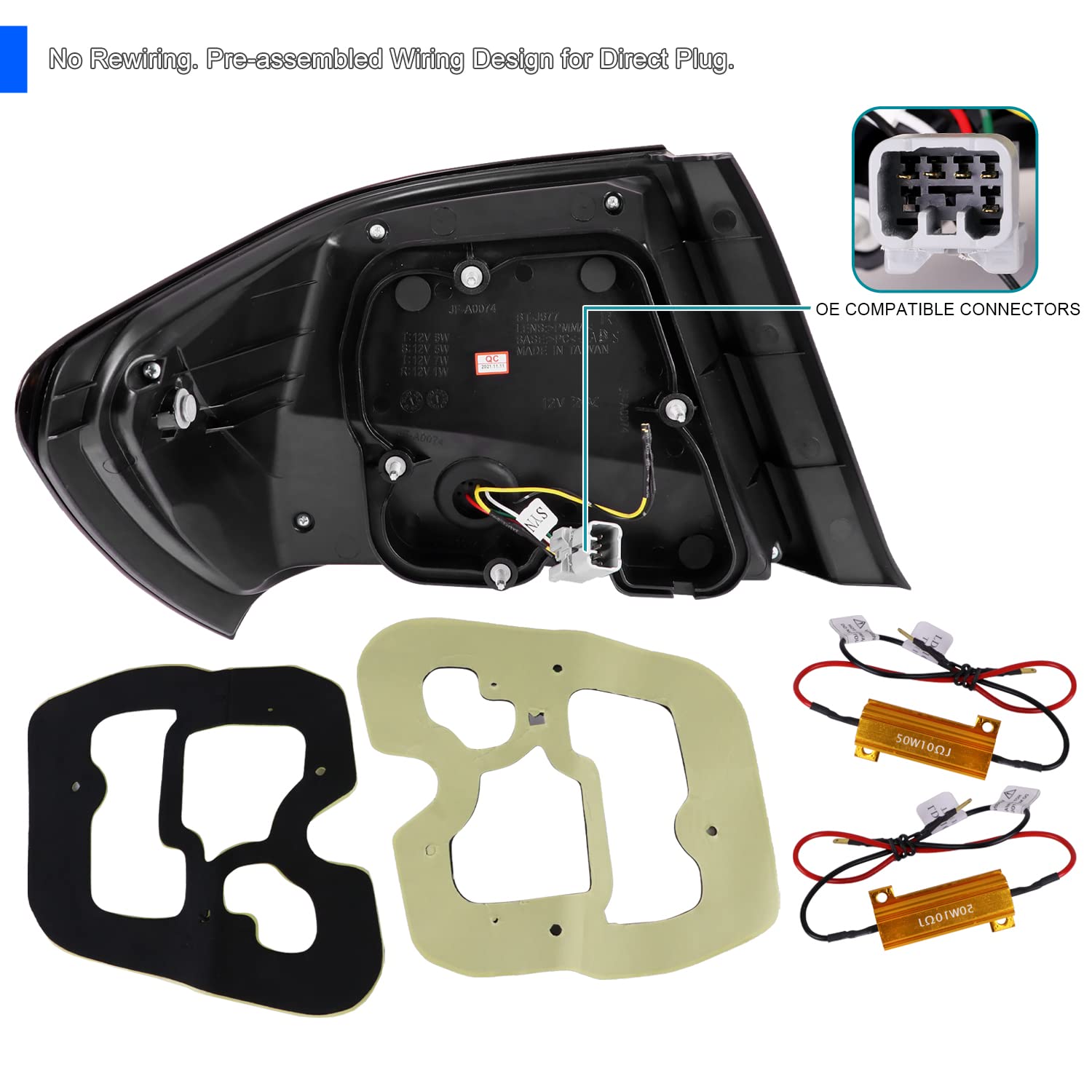 Spec-D Tuning Smoke Sequential LED Tail Lights with White LED Bar for 2008-2011 Subaru Impreza & WRX - Left & Right Pair Assembly - Upgrade Your Car's Rear Style for Night Driving & Enhanced Visibility
