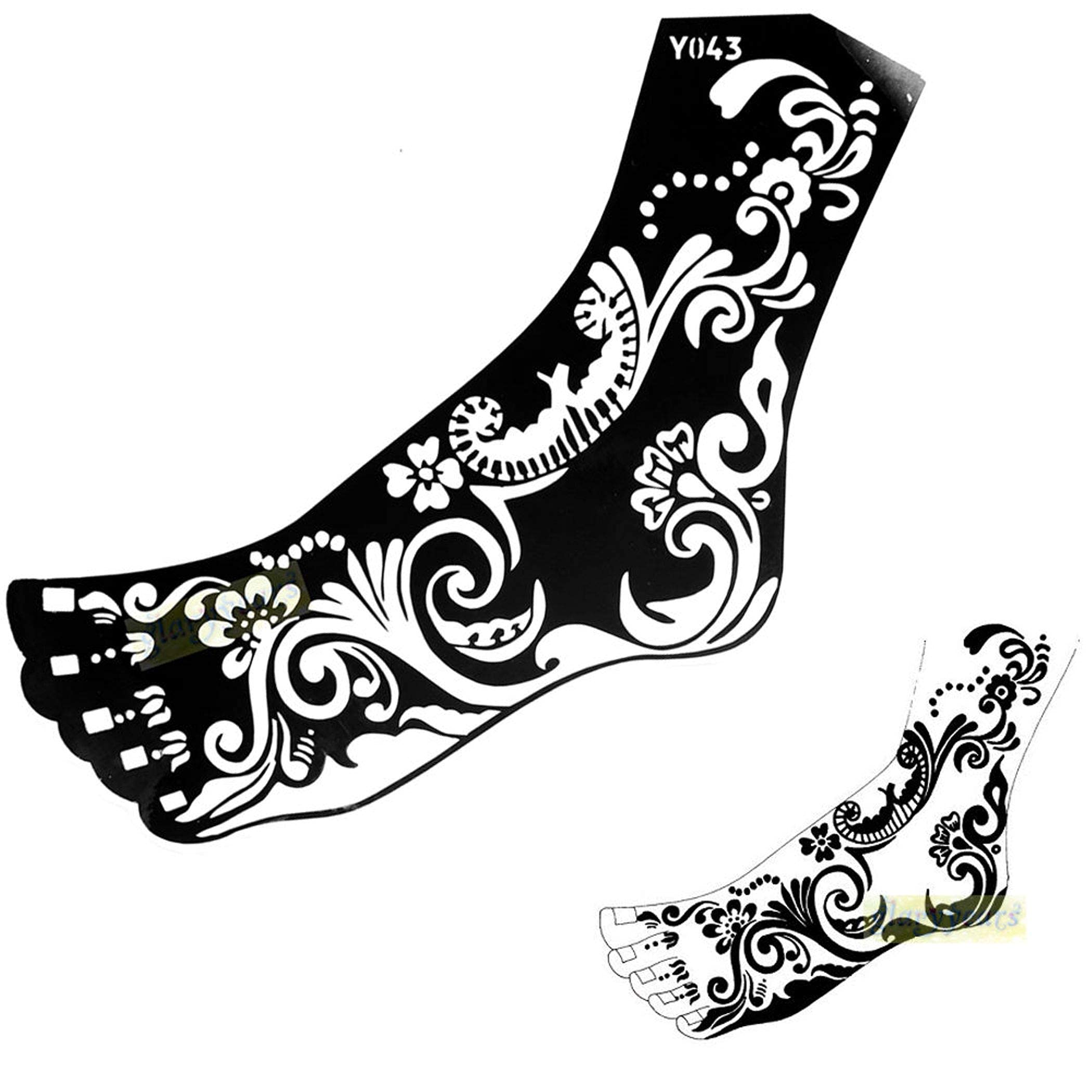IVANA'S Henna Mehndi Tattoo Stencil Kit - Temporary Body Art for Hands, Feet, Face | Safe Natural Designs for Women, Girls & Kids | Perfect for Weddings, Festivals & DIY Body Art (Design NIV-342, Black, Medium)