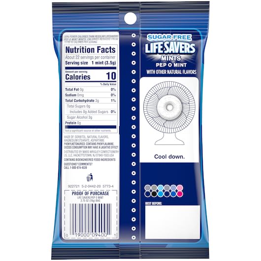 Sugar Free Life Savers Hard Candy Breath Mints - Refreshing Individually Wrapped Mints for Fresh Breath - Pack of 2 (Great for Office, Travel & After Meals)