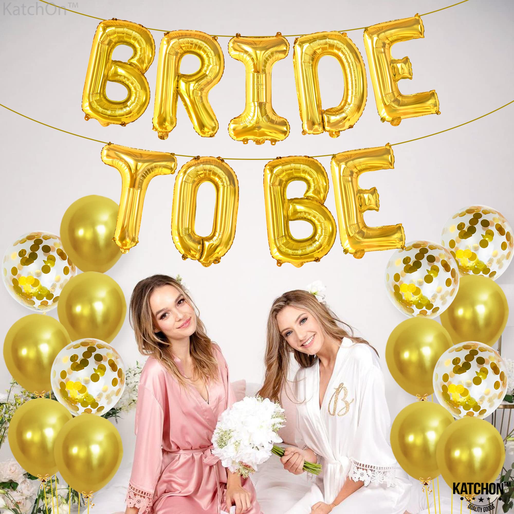KatchOn 16 Inch Gold Bride To Be Balloons Set - Pack of 23 | Premium Latex Balloons for Bachelorette Party & Bridal Shower Decor | Wedding Decorations | Perfect for Wedding Showers, Bachelorette Parties & Bridal Celebrations