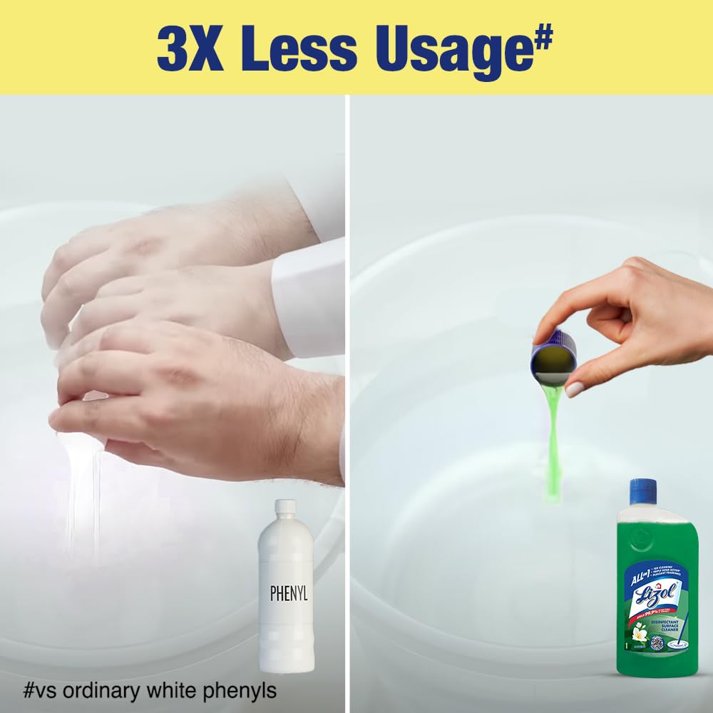 Lizol Disinfectant Surface & Floor Cleaner Liquid, Jasmine Scent - 1 Liter | Kitchen Cleaner Spray - 450ml | Kills 99.9% Germs | Ideal for Home, Office & Commercial Use