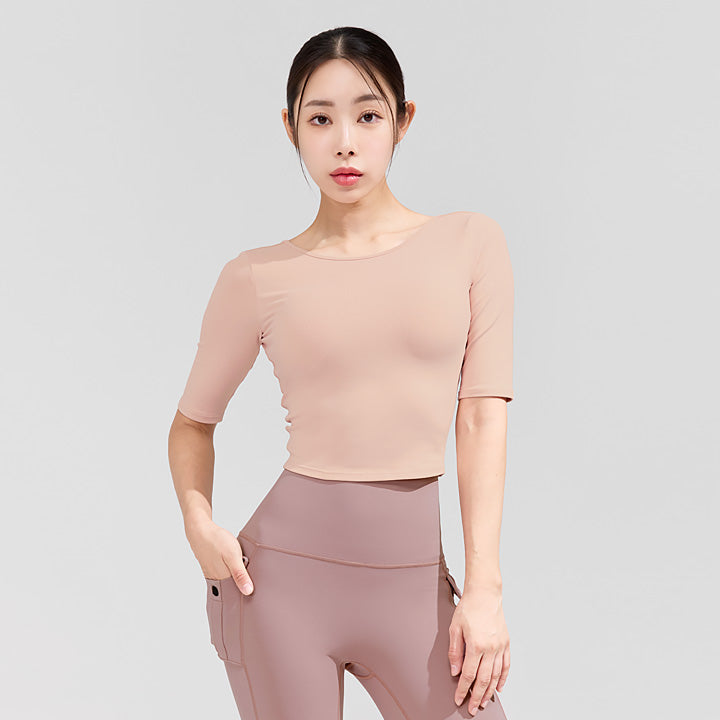 Inpad Women's Wide Neck Short Sleeve T-Shirt - Soft Cotton Casual Top for Everyday Wear, Workout & Lounge