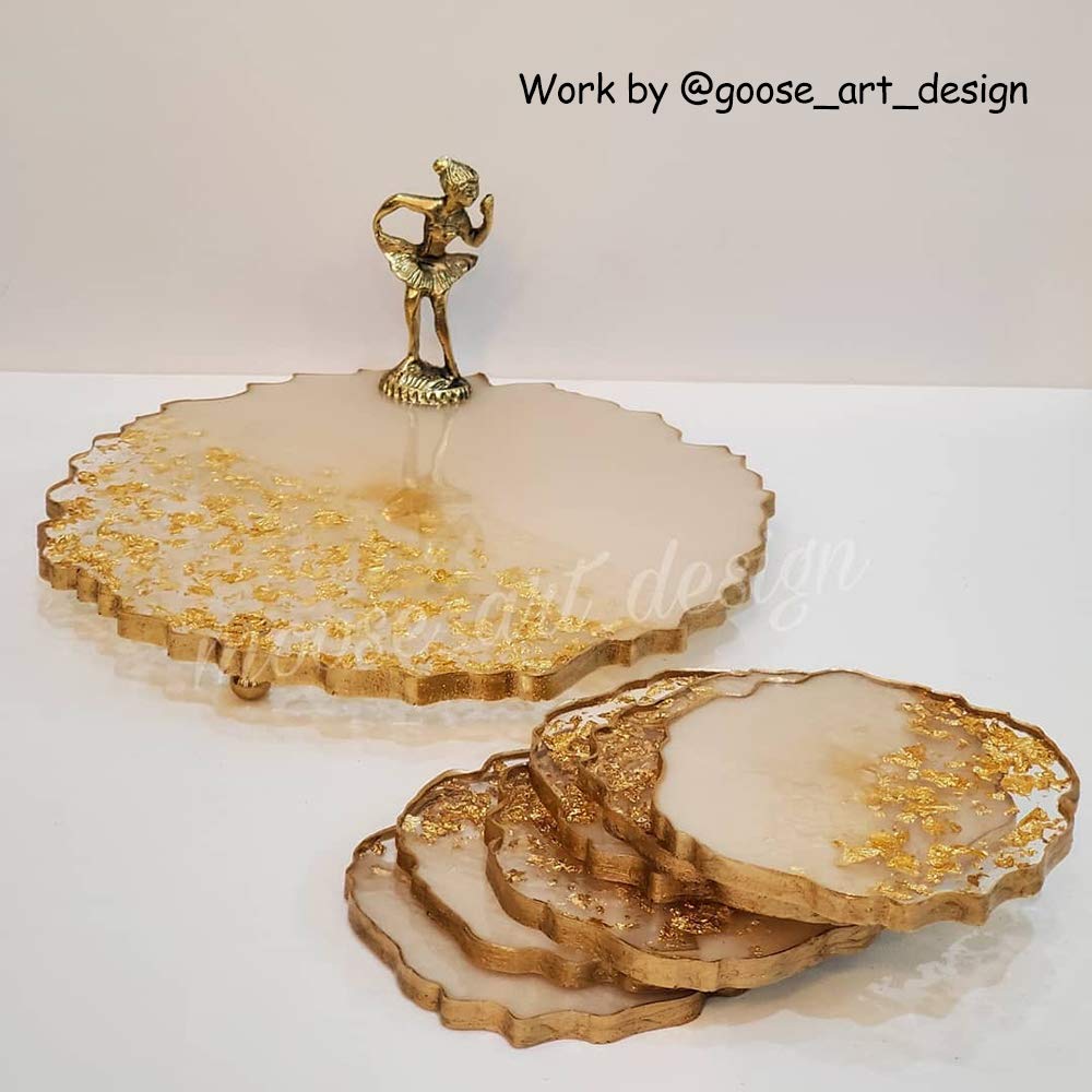 Premium Silicone Resin Molds Set - 4 Flower Coaster Molds + Large Resin Tray Mold + 4 Geode Agate Coaster Molds for DIY Home Decor, Epoxy Resin Art, and Unique Handmade Gifts - Perfect for Crafting, Wedding Favors, and Table Centerpieces