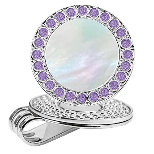 White Pearl With Purple Crystal (Silver Clip)