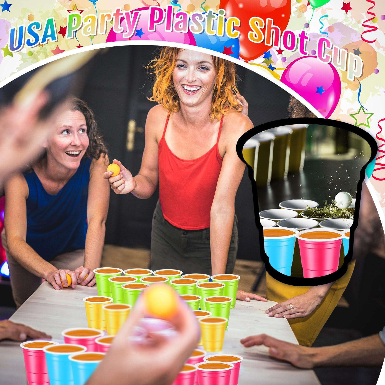200-Pack 2 oz Disposable Plastic Shot Glasses - Multi-Color Mini Cups for Easter, Weddings, Baby Showers, Graduations & Summer Parties - Perfect for Beer Tasting, Cocktails & Beverage Serving (5 Colors)