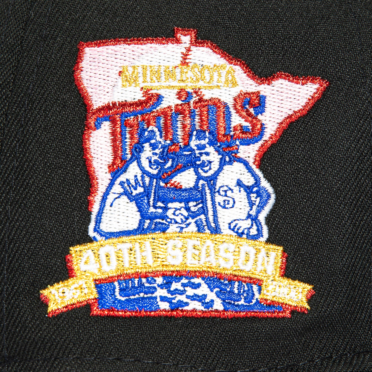 New Era 59Fifty Minnesota Twins 40th Anniversary Patch Script Hat - Black MLB Baseball Cap for Men & Women | Perfect for Games, Collecting & Streetwear Fashion