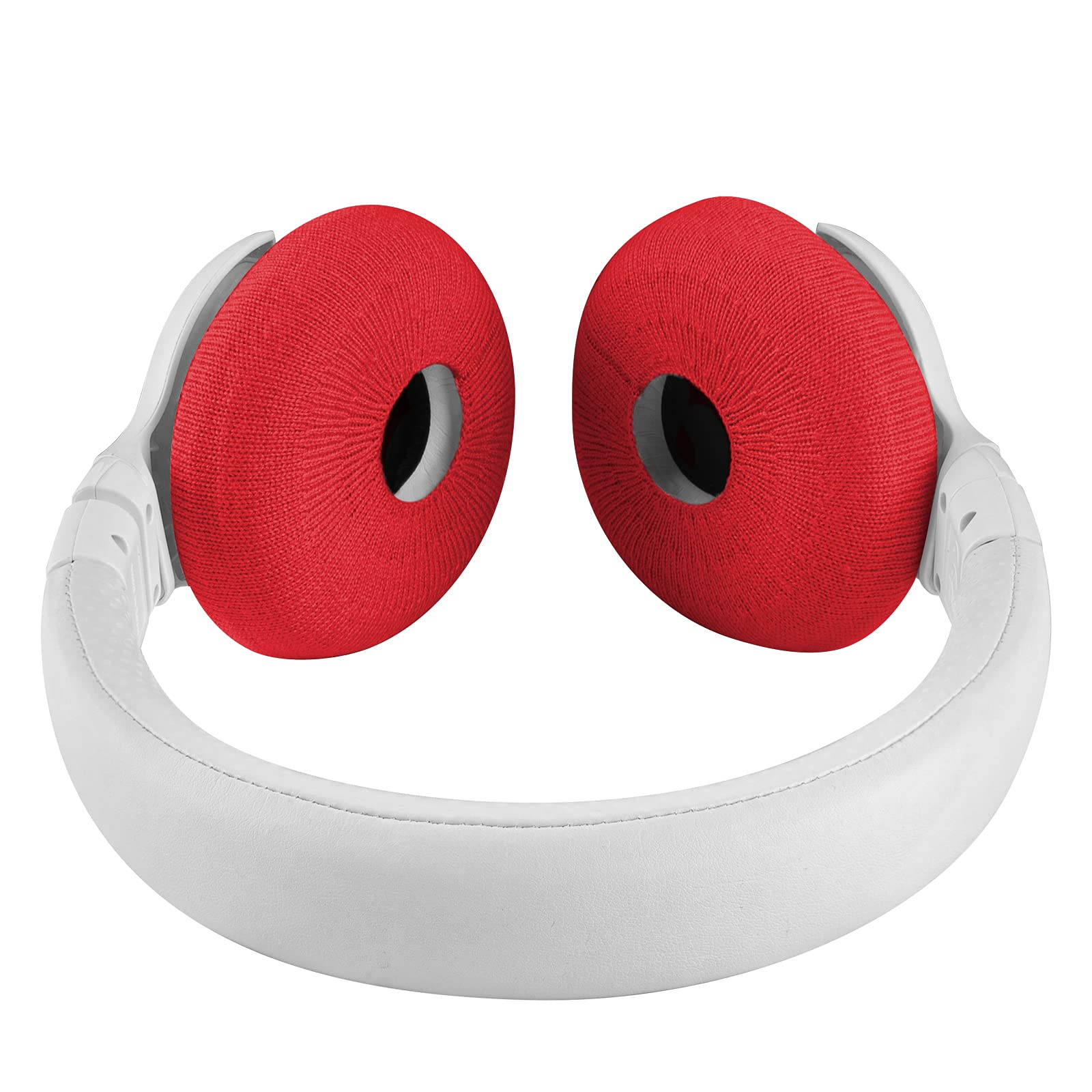 Geekria 2 Pairs Knit Fabric Headphone Ear Covers - Washable, Stretchable & Sanitary Ear Protectors for Over-Ear Headphones (Size S/Red) - Certified Safe for Kids & Adults - Perfect for Gaming, Workouts & Travel