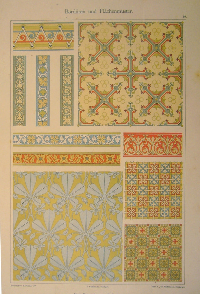 1900 Original German Art Nouveau Poster - Vintage Decorator Print #29 (Borders and Surface Patterns) - Perfect for Home Decor, Gallery Wall & Antique Collectors