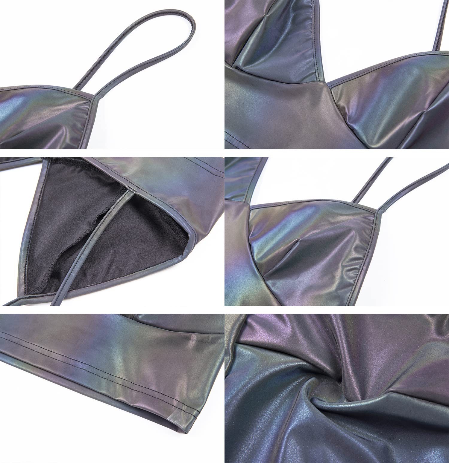 Reflective Rainbow Vest for Women - Shiny Rave Top Camisole Festival Outfit, Basic Summer Rave Wear for Music Festivals, Night Running & Outdoor Activities