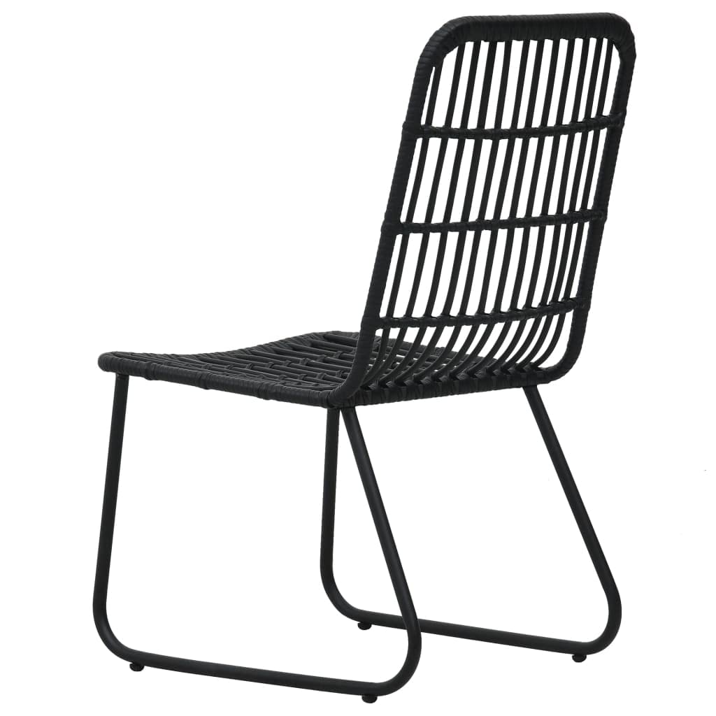2-Pack Black Poly Rattan Patio Chairs - Outdoor Dining, Lawn, Garden, Deck, and Backyard Seating for Relaxing and Entertaining
