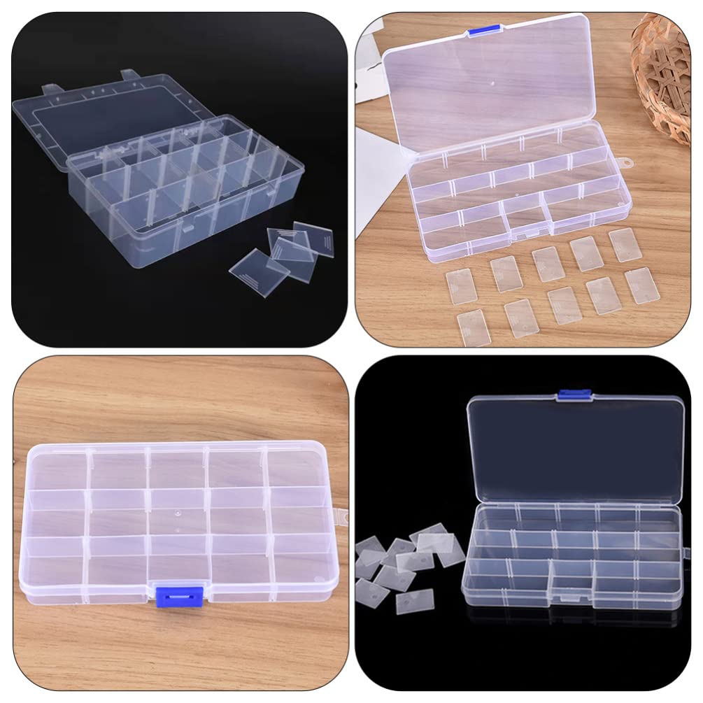 5-Piece Clear Plastic Storage Box Set with Grids - Small Parts Organizer for Tools, Crafts & DIY Supplies - Perfect for Home, Office & Workshop Organization