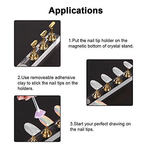 OWLEEN Magnetic Acrylic Manicure Practice Hand - Professional Nail Training Stand for Nail Tech Students, Gold Nail Tips Display with Stable Base | Perfect for Salon Practice, Nail Art Demonstrations & Home Nail Care