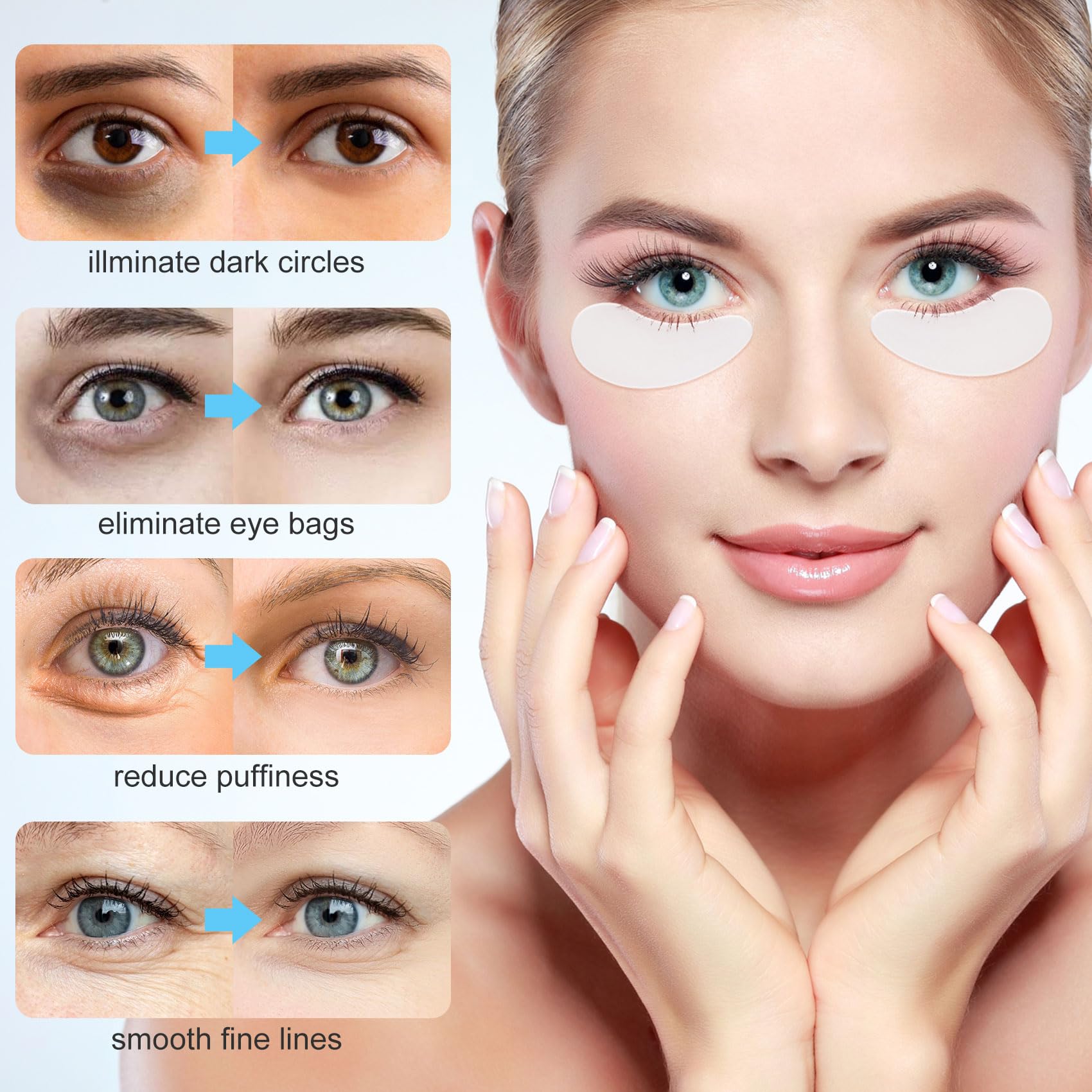 Joez Reusable Silicone Under Eye Patches (2 Pairs) - Wrinkle & Fine Line Reducing Eye Masks for Dark Circles & Puffiness - Black & White | Perfect for Night Skincare Routine & Travel Essentials