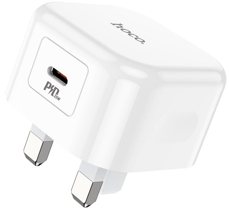20W PD USB C Fast Charger Adapter - 3-Pin Wall Plug for iPhone 15/14/13, Samsung Galaxy, iPad - Quick Charge for Home, Office & Travel
