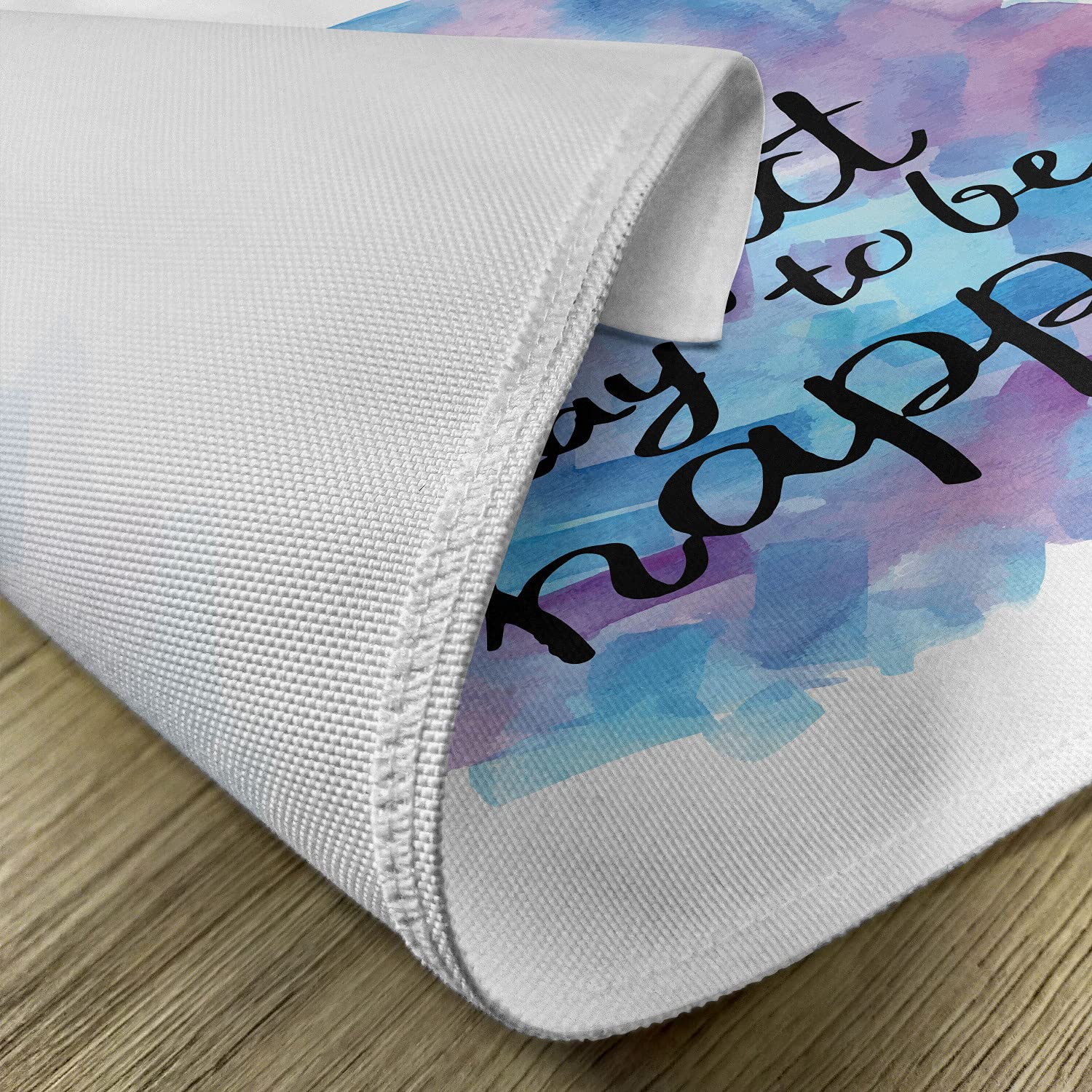 Ambesonne 4-Piece Washable Fabric Placemats Set - Hand-Painted Brush Effect 'Happiness' Abstract Design, Standard Size Dining Table Mats in Dried Rose Blue Black | Perfect for Dinner Parties, Holiday Gatherings & Everyday Meals