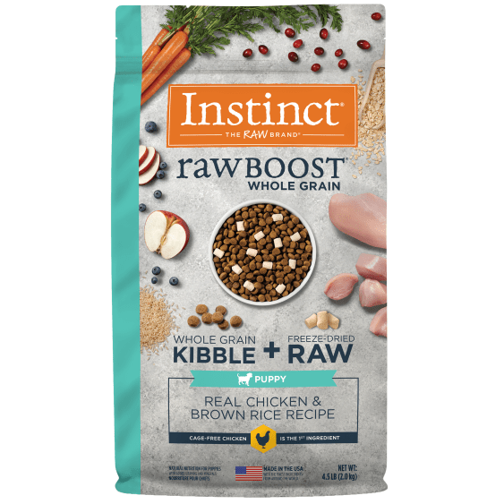 Instinct Raw Boost Whole Grain Real Chicken & Brown Rice Puppy Dry Dog Food - 4.5lb Bag | High Protein Nutrition for Growing Puppies | Perfect for Training & Daily Meals