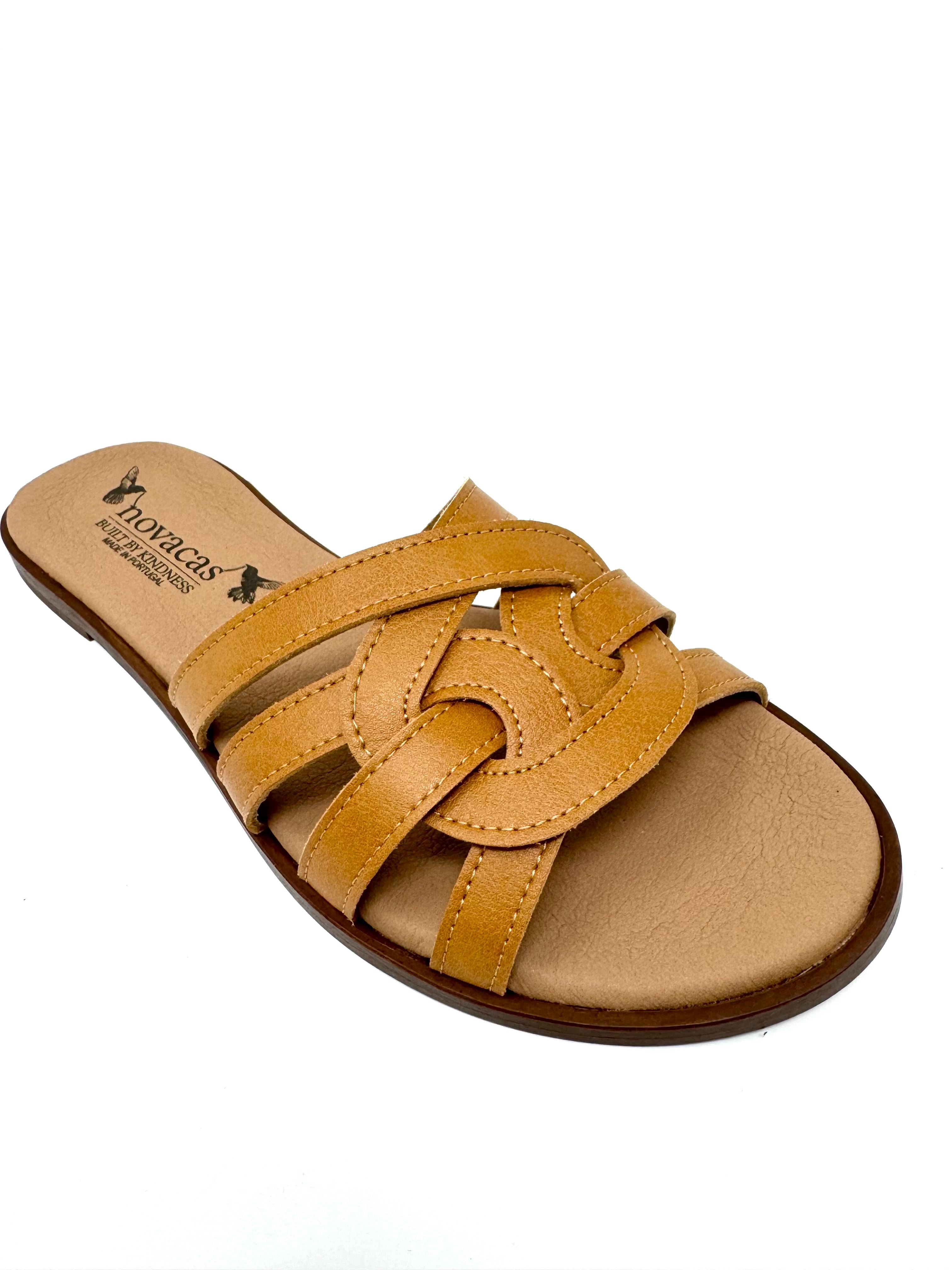 Novacas Clarissa Slide Sandals in Camel - Comfortable & Stylish Women's Shoes for Casual Outings & Summer Wear