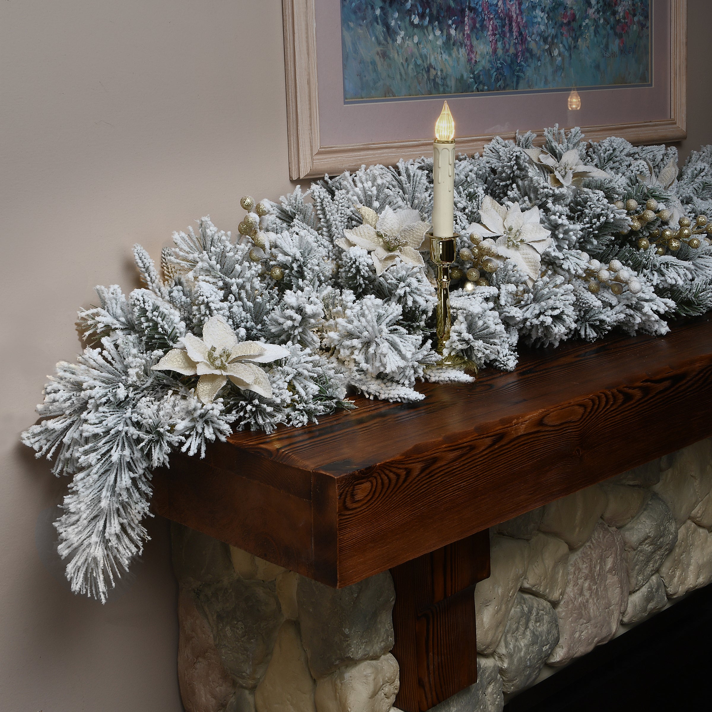 6 ft. Frosted Colonial Fir Christmas Garland - Perfect for Fireplace Mantel, Staircase, and Holiday Home Decor