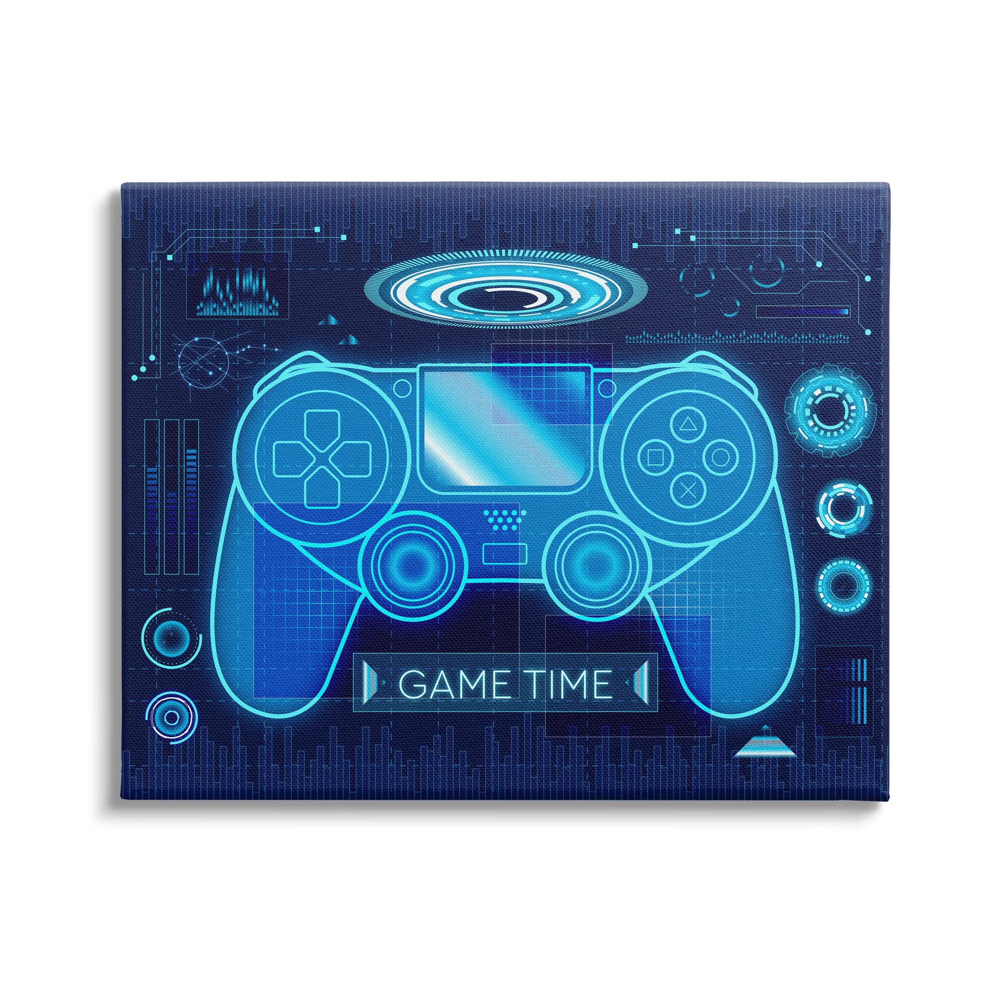 Stupell Industries Game Time Bold Blue Computer Theme Gaming Controller Wall Art - 48 x 36 Inches, Designed by Ziwei Li - Perfect for Gaming Rooms, Man Caves & Gamer Gifts