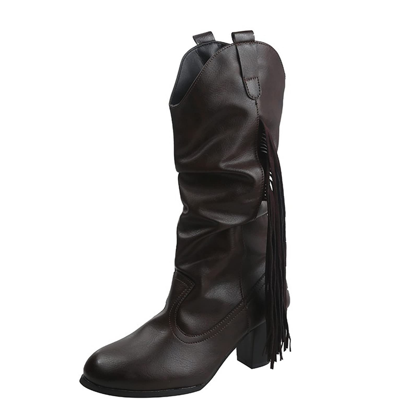 USYFAKGH Women's Mid Calf Combat Boots - Square Heel Zip Up Riding Boots with Round Toe | Stylish Ankle Boots for Women | Perfect for Motorcycle Riding, Casual Outfits & Fall Fashion