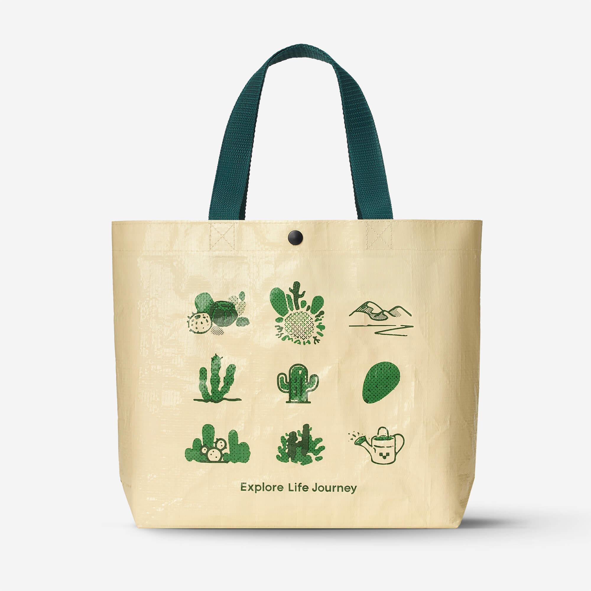 Eco-Friendly Reusable Shopping Bag with Cactus Design - Perfect for Groceries, Beach Trips, and Farmers Markets