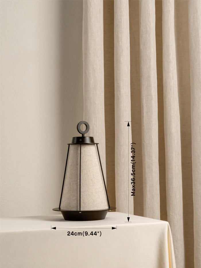 Rechargeable Bronze and Linen Table Lamp - Modern Home Decor Lighting for Living Room, Bedroom & Office