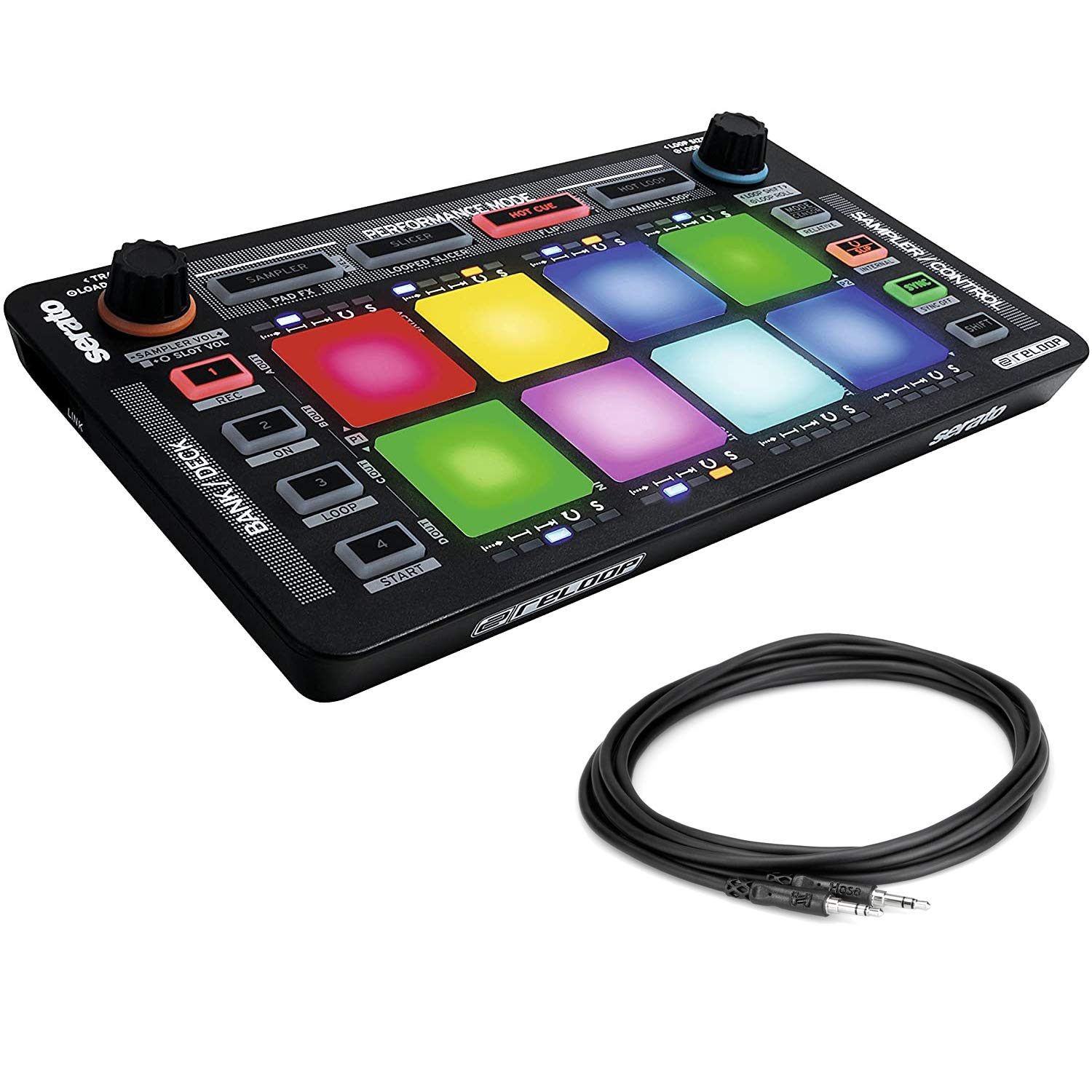 Reloop NEON USB Modular FX Controller for Serato DJ Software with TRS Stereo Interconnect Cable - Professional DJ Mixing & Live Performance Tool