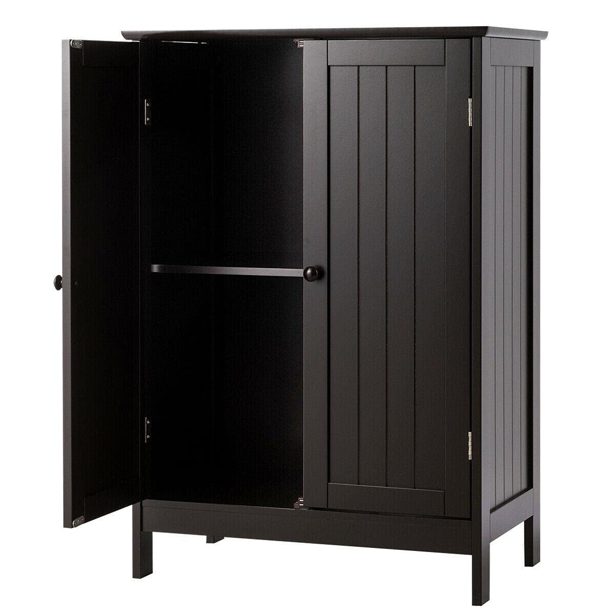 EnginDS Freestanding Bathroom Storage Cabinet with Double Doors - Brown Wooden Cupboard for Bathroom, Kitchen, Garage & Closet Organization - Perfect for Towel Storage, Toiletries & Home Decor