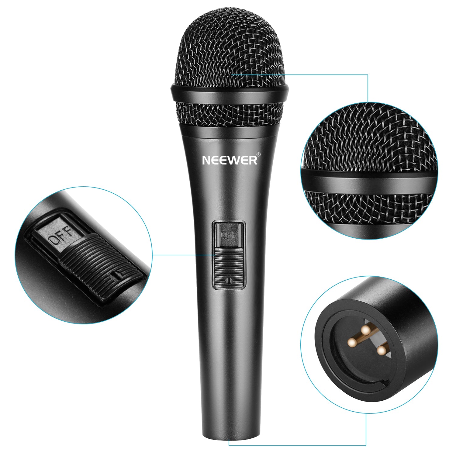NEEWER NW 040 Cardioid Dynamic Microphone with XLR Cable for Podcasting, Streaming, and Live Performances - Professional Studio Quality (Black)