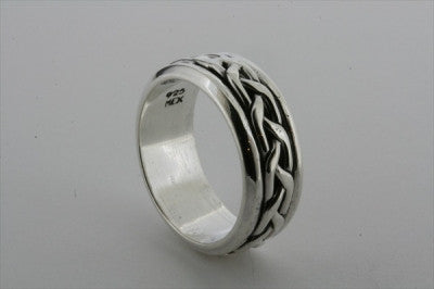 Handcrafted Sterling Silver Plaited Spinner Ring for Stress Relief & Meditation | Perfect for Anxiety Relief, Fidgeting & Mindfulness Practice