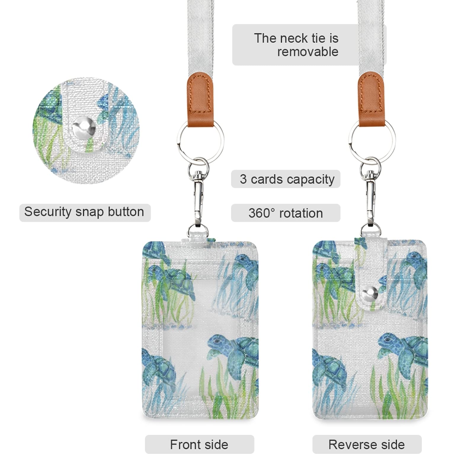 Waterproof Leather ID Badge Holder with Lanyard - Vertical Design for Office & School Staff